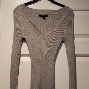 Express fitted silver thin sweater